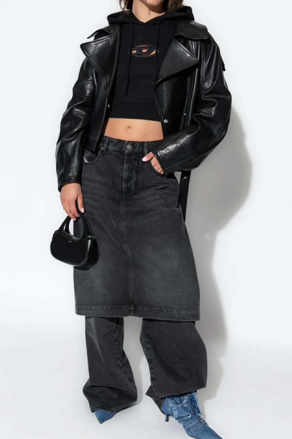 Diesel CZARNY Bluza z logo `F-SLIMMY-HOOD-OD`