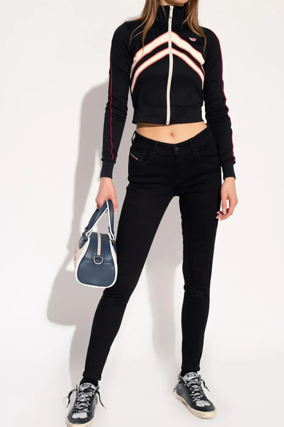 Diesel CZARNY Jeansy ‘2017 Slandy’ typu ‘super-skinny’