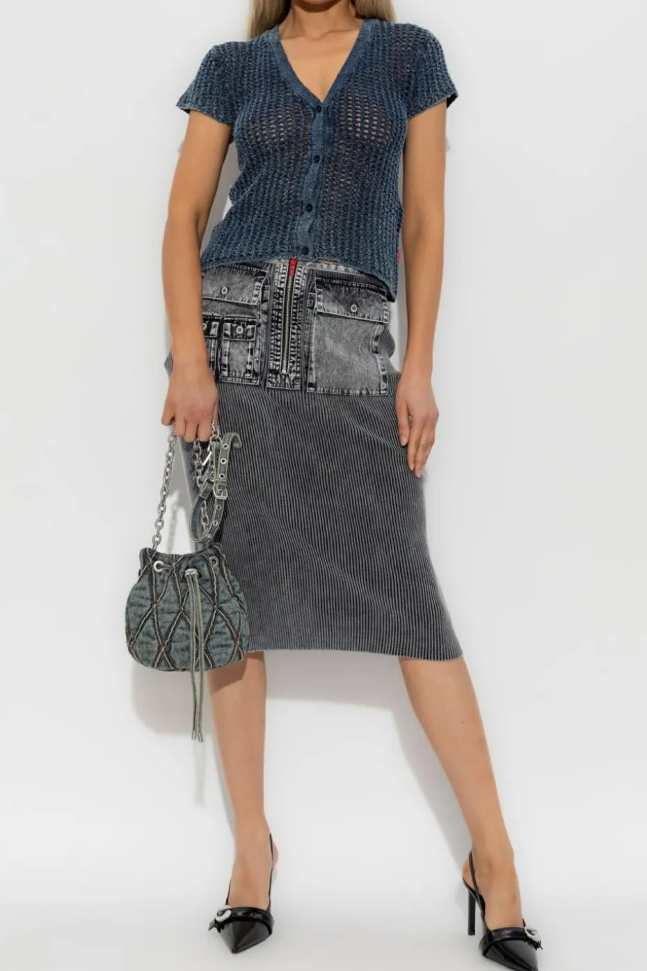 Diesel GRANATOWY Kardigan `M-REZ`