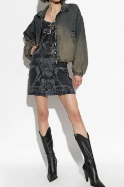 Diesel GRANATOWY Kurtka jeansowa `DE-FLOWER-S`