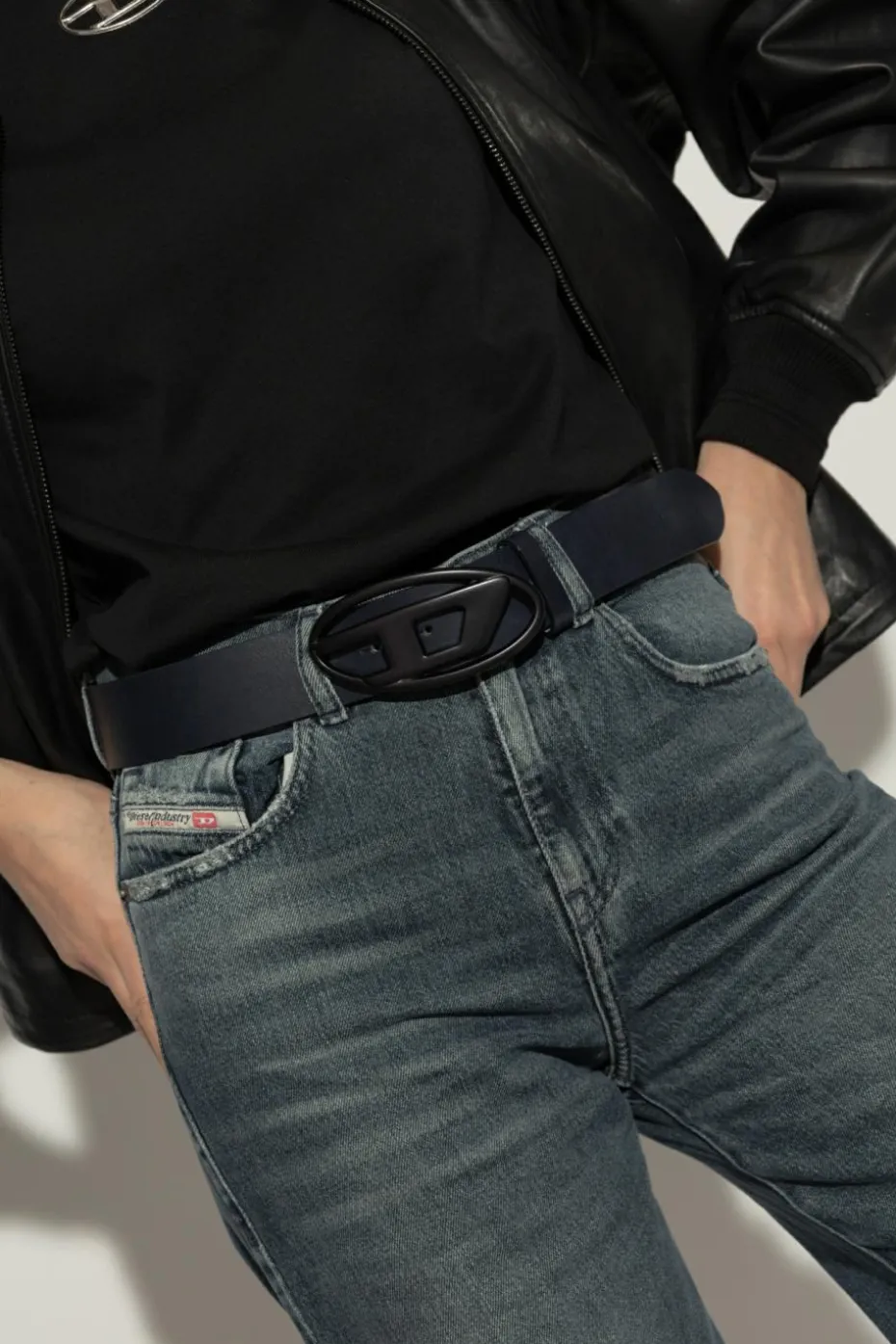 Diesel GRANATOWY Pasek `OVAL D LOGO B`