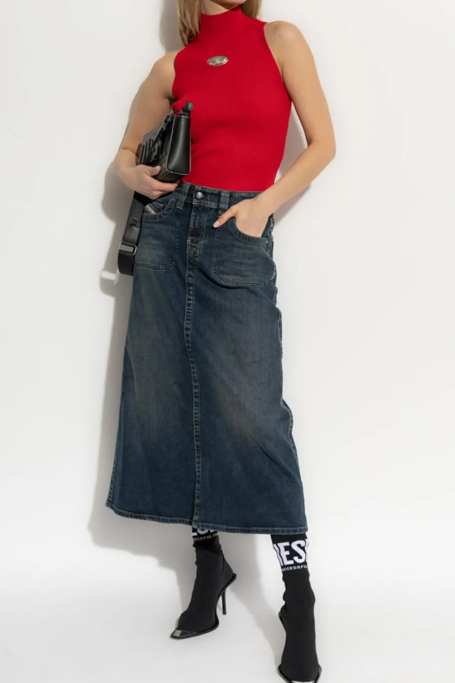 Diesel GRANATOWY Spódnica `DE-PAGO-MID-RE`