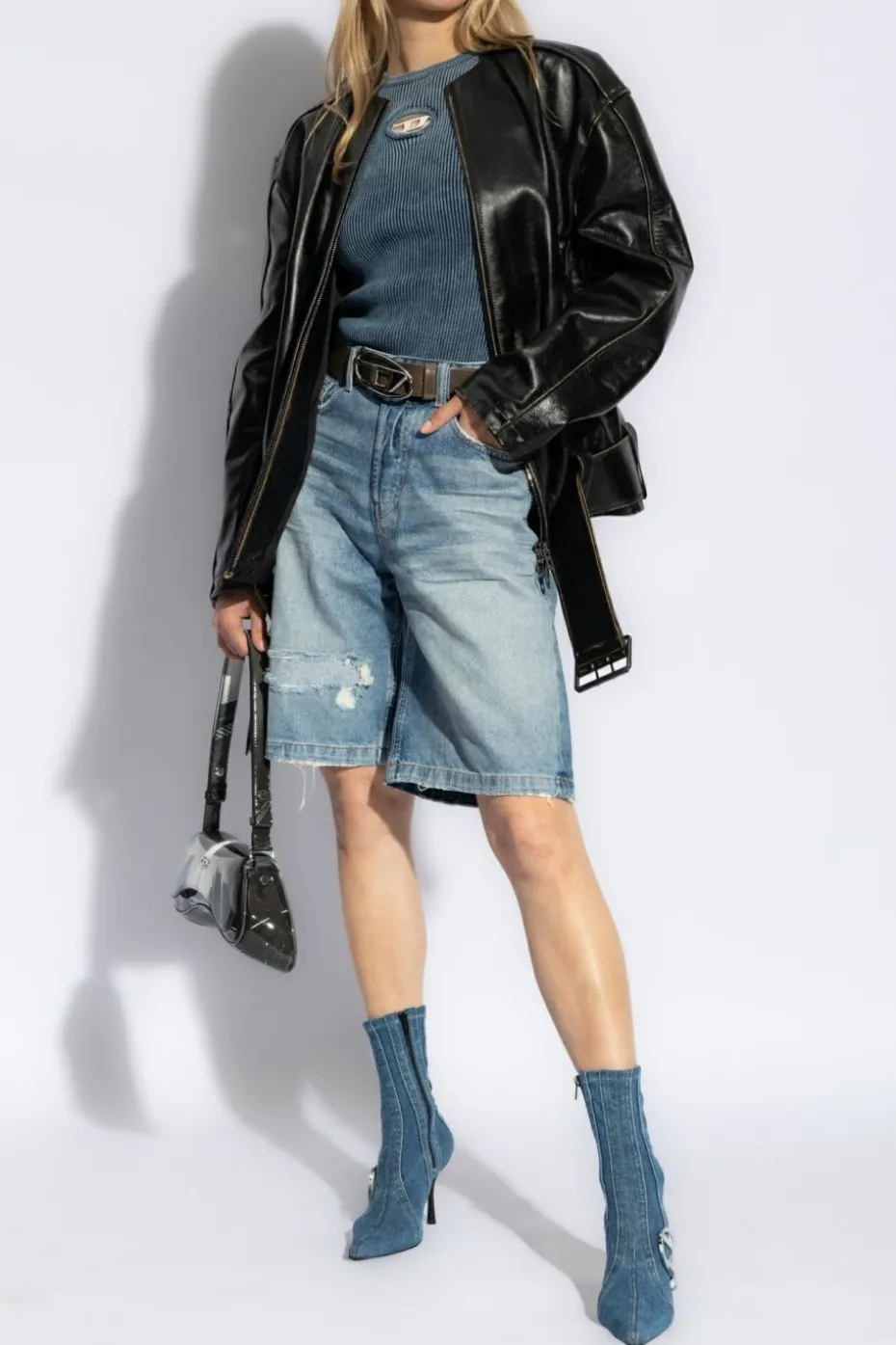 Diesel NIEBIESKI Prążkowany top `M-ANCHOR-A-SL`