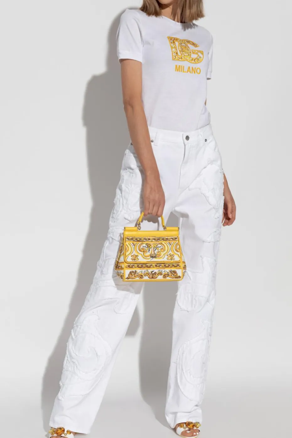 Dolce & Gabbana BIAŁY Jeansy z przeszyciami