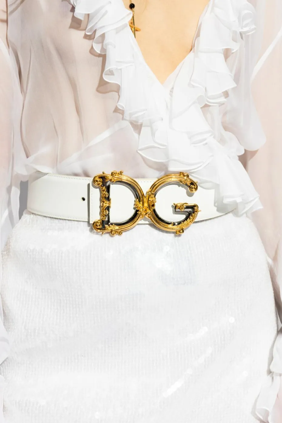 Dolce & Gabbana BIAŁY Skórzany pasek