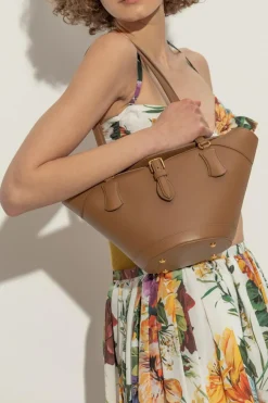 Dolce & Gabbana BRĄZOWY Skórzana torba na ramię