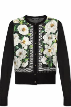 Dolce & Gabbana CZARNY Kardigan z motywem kwiatowym