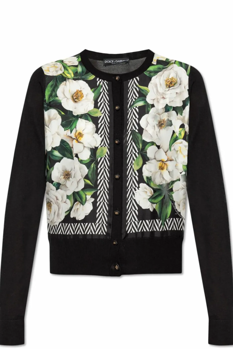 Dolce & Gabbana CZARNY Kardigan z motywem kwiatowym