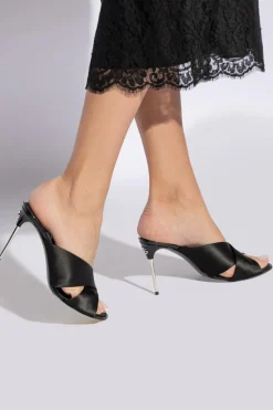 Dolce & Gabbana CZARNY Klapki na obcasie