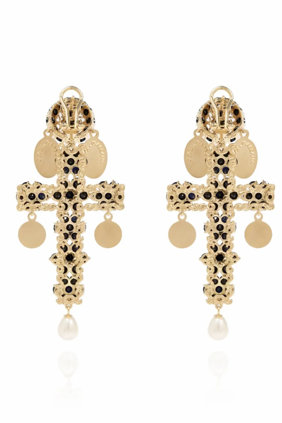 Dolce & Gabbana CZARNY Klipsy z kamieniami szlachetnymi