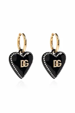 Dolce & Gabbana CZARNY Kolczyki z zawieszkami z motywem serc
