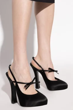 Dolce & Gabbana CZARNY Satynowe buty na platformie