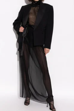 Dolce & Gabbana CZARNY Transparentny top ze stójką