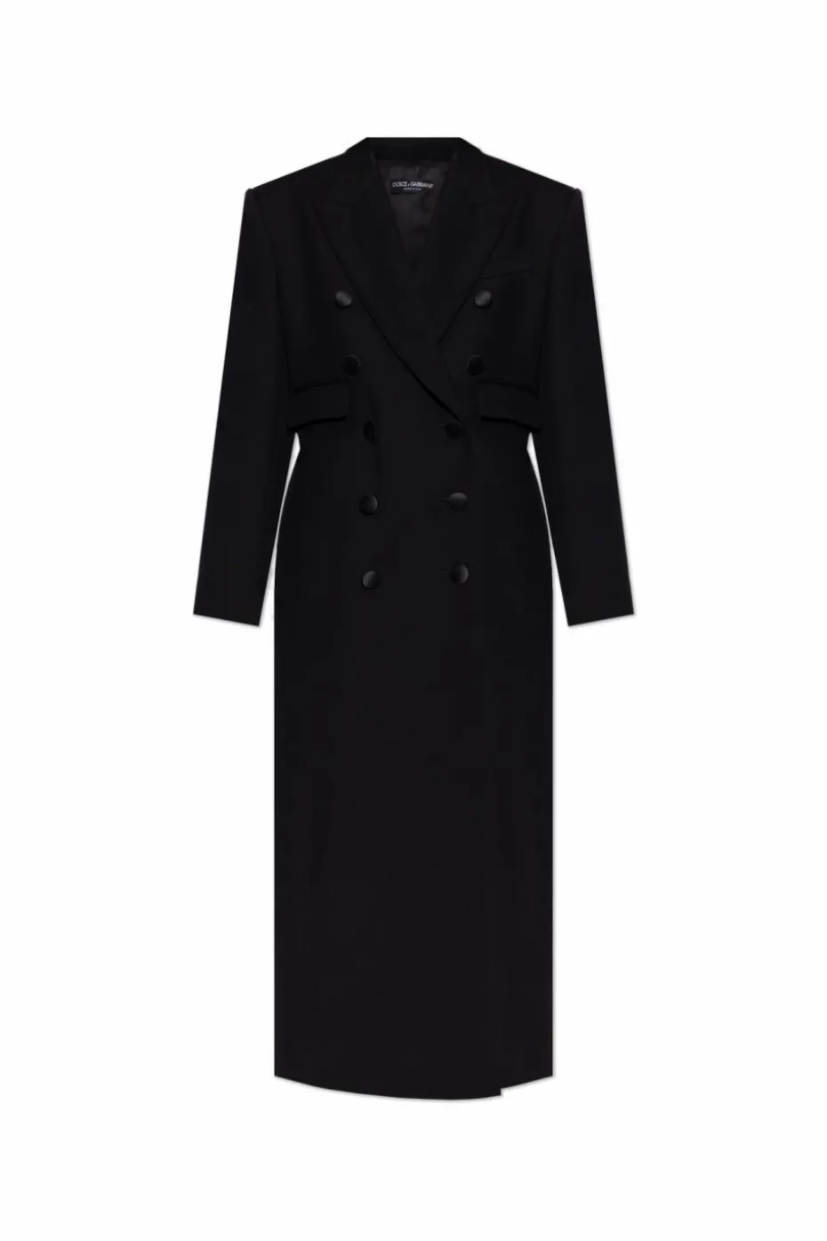 Dolce & Gabbana CZARNY Wełniany płaszcz