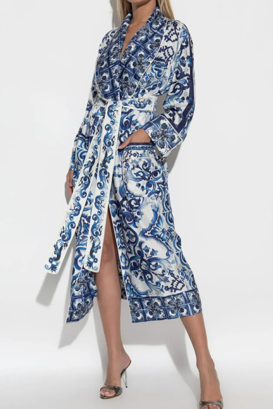 Dolce & Gabbana NIEBIESKI Jedwabny szlafrok