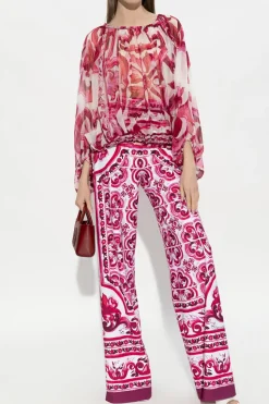 Dolce & Gabbana RÓŻOWY Jedwabny top