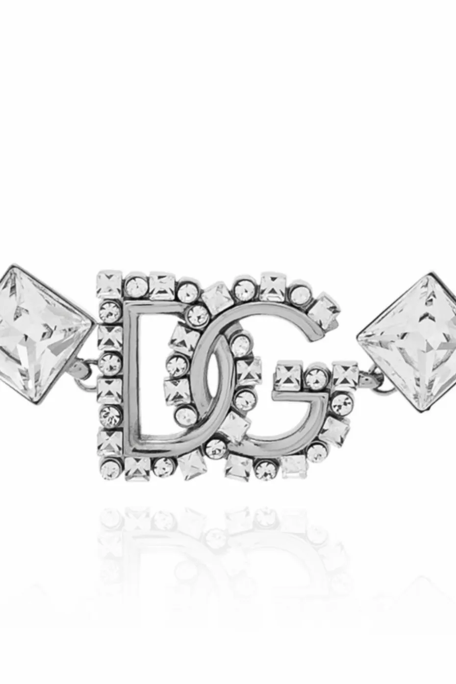 Dolce & Gabbana SREBRNY Bransoleta z połyskującymi kryształami