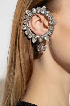 Dolce & Gabbana SREBRNY Nausznica z kryształami