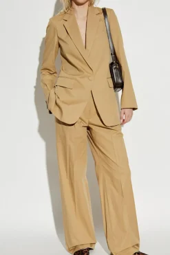 Dries Van Noten beżowy Bawełniana marynarka