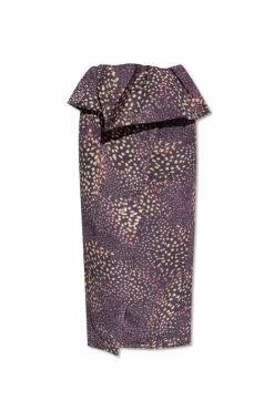 Dries Van Noten FIOLETOWY Spódnica z kopertowym zapięciem