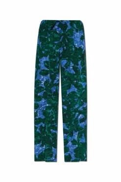 Dries Van Noten ZIELONY Jedwabne spodnie