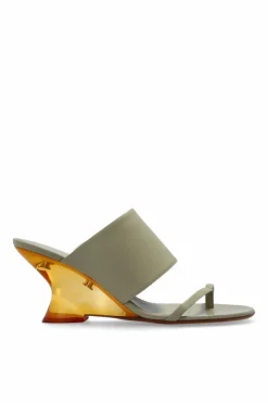 Dries Van Noten ZIELONY Klapki na koturnie