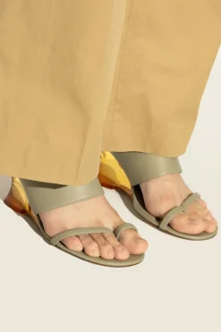 Dries Van Noten ZIELONY Klapki na koturnie