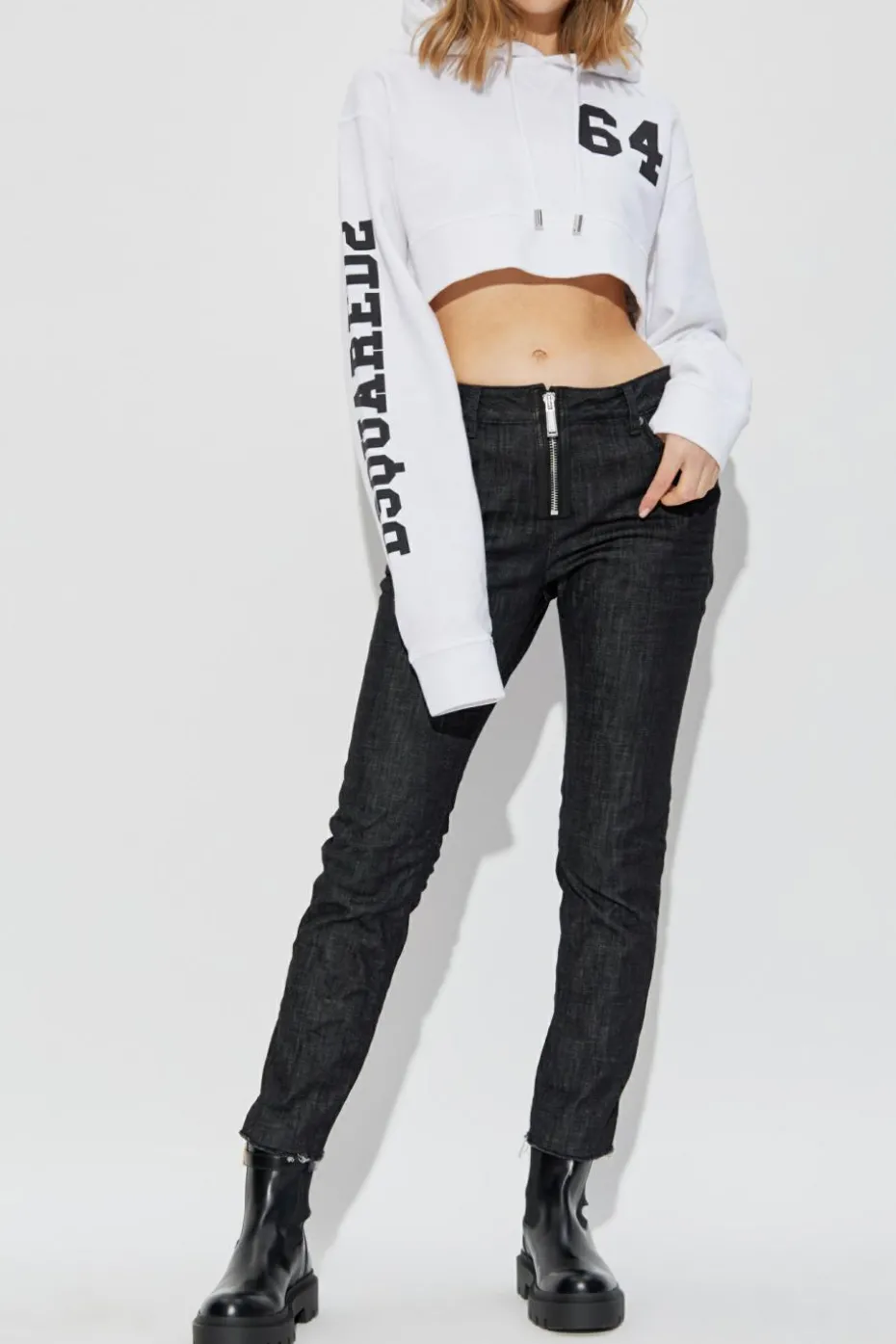 Dsquared2 BIAŁY Bluza z kapturem