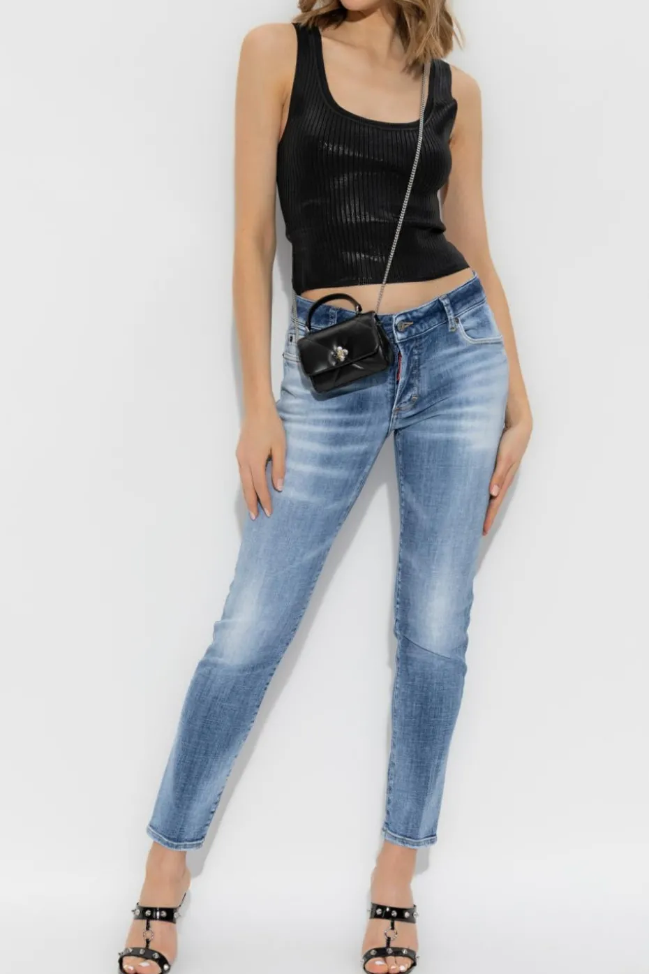Dsquared2 CZARNY Krótki top