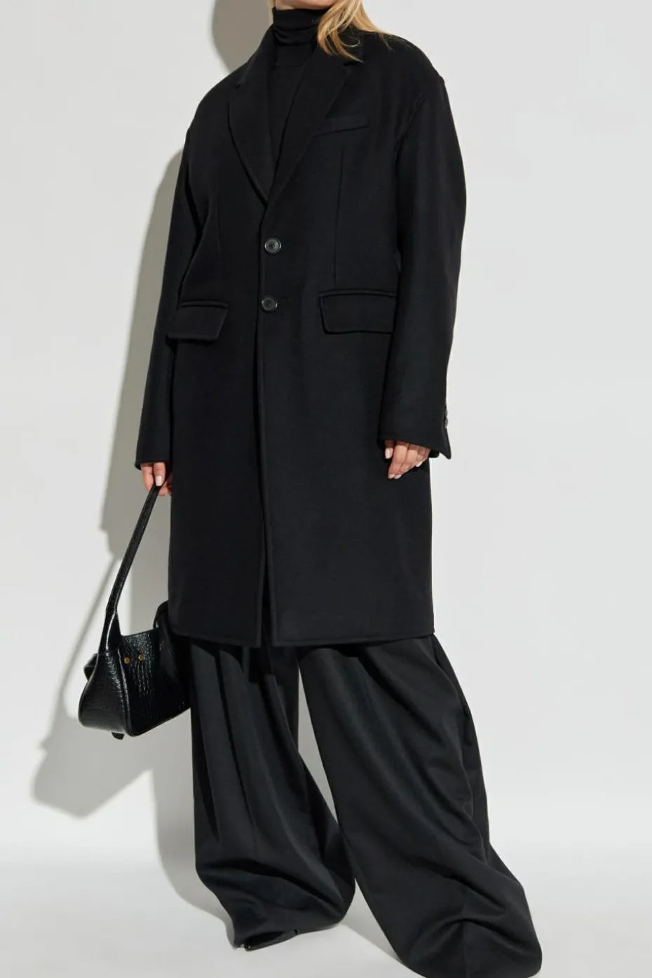Dsquared2 CZARNY Wełniany płaszcz
