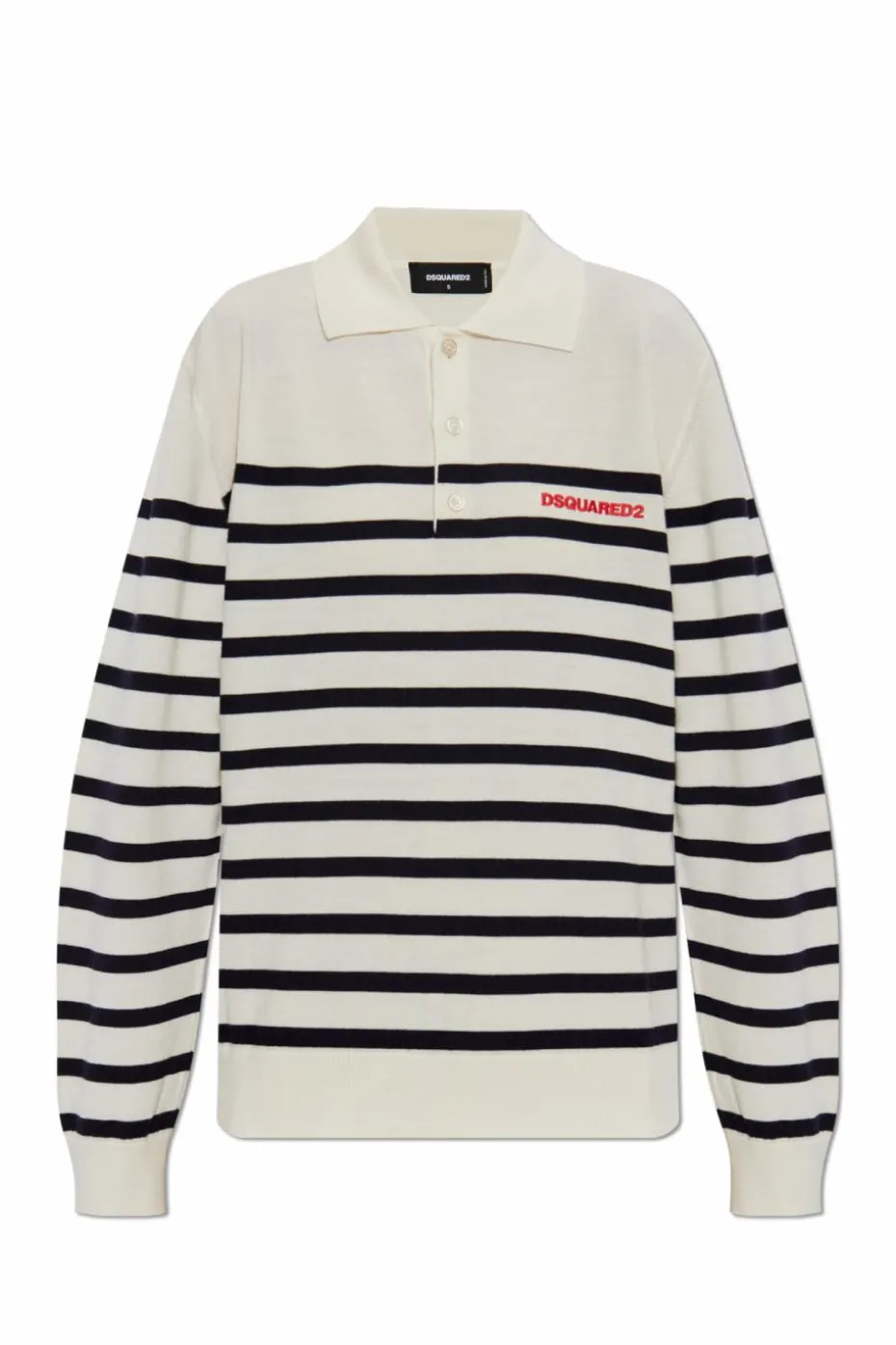 Dsquared2 kremowy Wełniane polo z logo