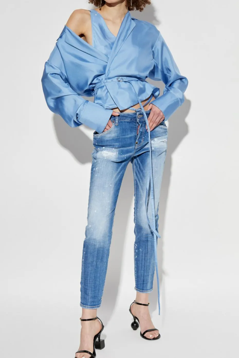 Dsquared2 NIEBIESKI Jedwabny top