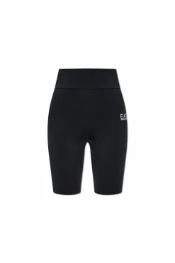 EA7 Emporio Armani CZARNY Szorty treningowe z nadrukowanym logo