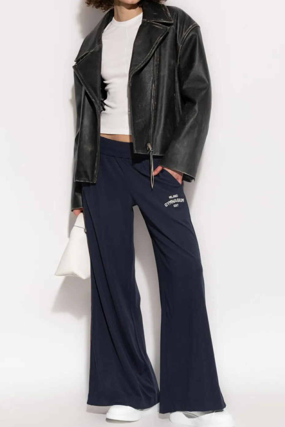 EA7 Emporio Armani GRANATOWY Spodnie dresowe z kolekcji `Sustainability`