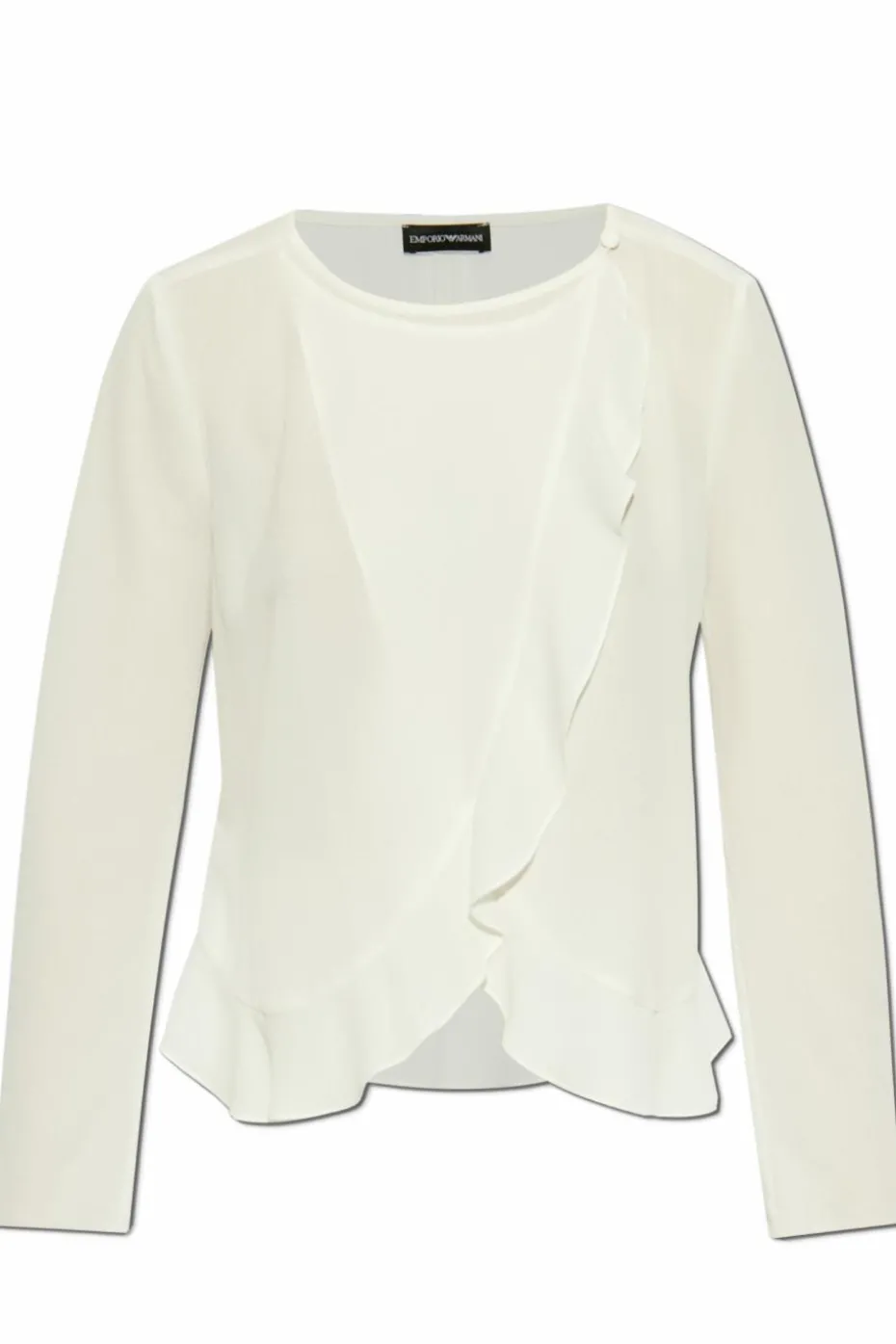 Emporio Armani BIAŁY Top z falbaną