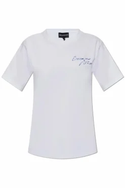 Emporio Armani BIAŁY T-shirt z logo