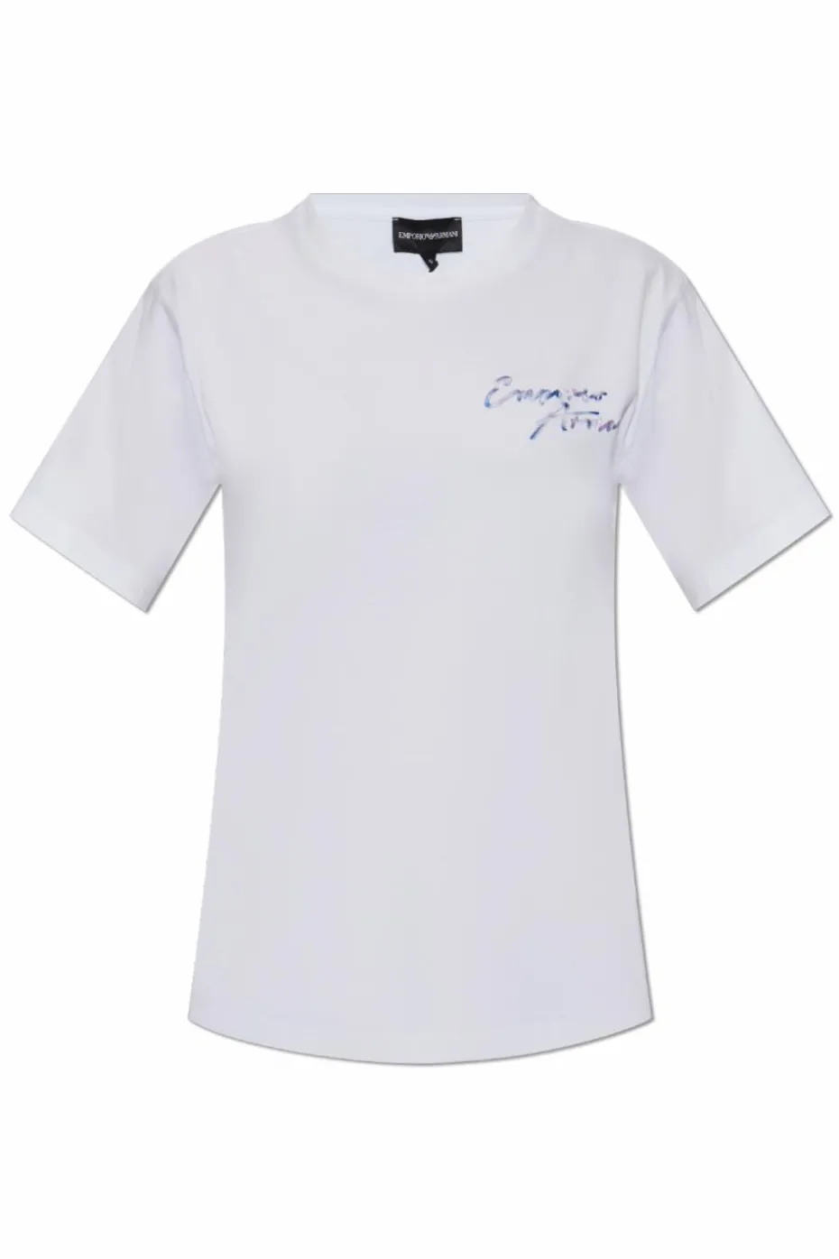 Emporio Armani BIAŁY T-shirt z logo