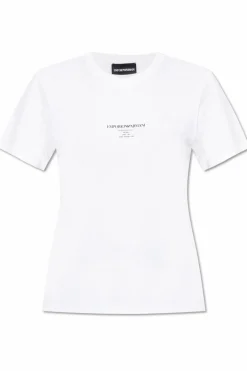 Emporio Armani BIAŁY T-shirt z logo