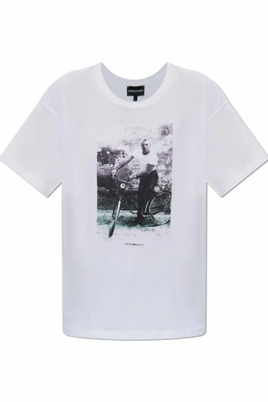Emporio Armani BIAŁY T-shirt z nadrukiem