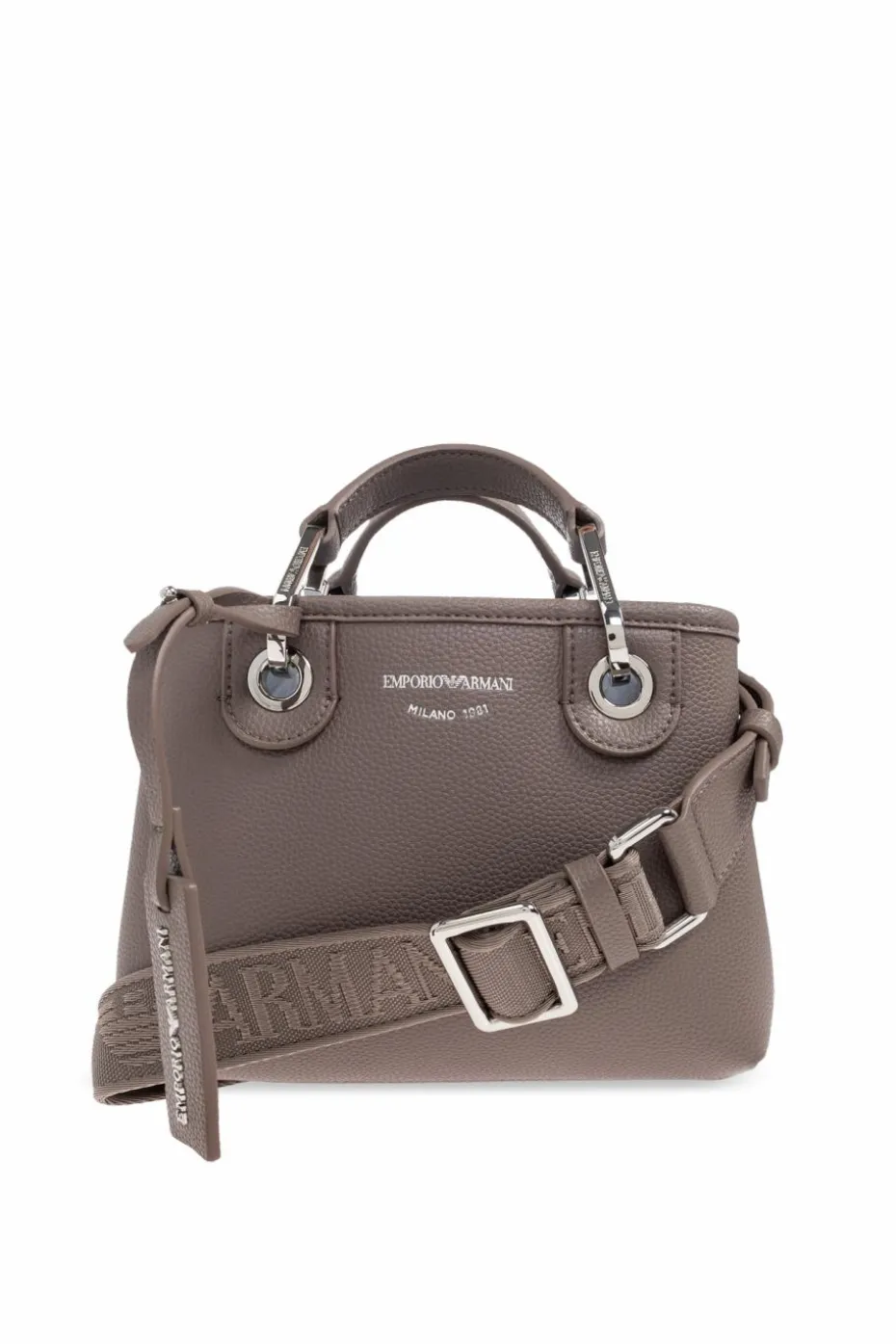 Emporio Armani BRĄZOWY Torba do ręki z nadrukowanym logo