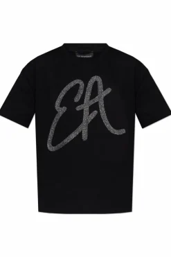 Emporio Armani CZARNY T-shirt z kolekcji `Sustainability`