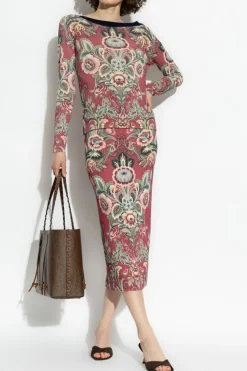 Etro MULTIKOLOR Sweter z motywem kwiatowym