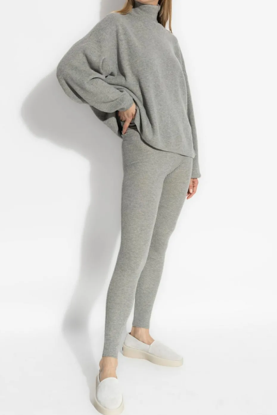 Fear Of God Essentials SZARY Prążkowane legginsy