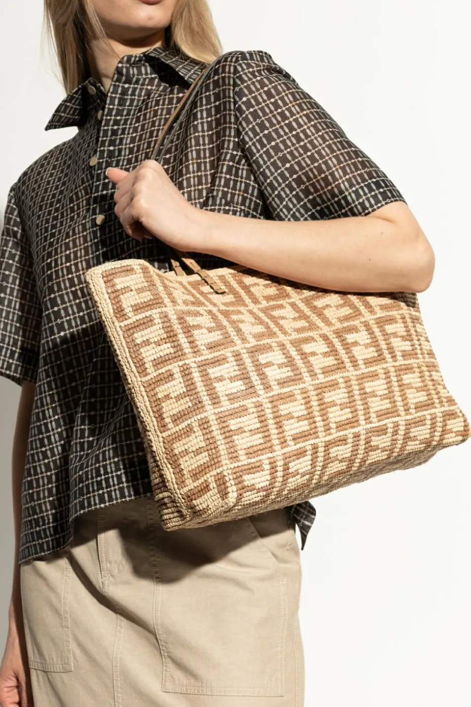 Fendi beżowy Torba `Rool` typu `shopper`