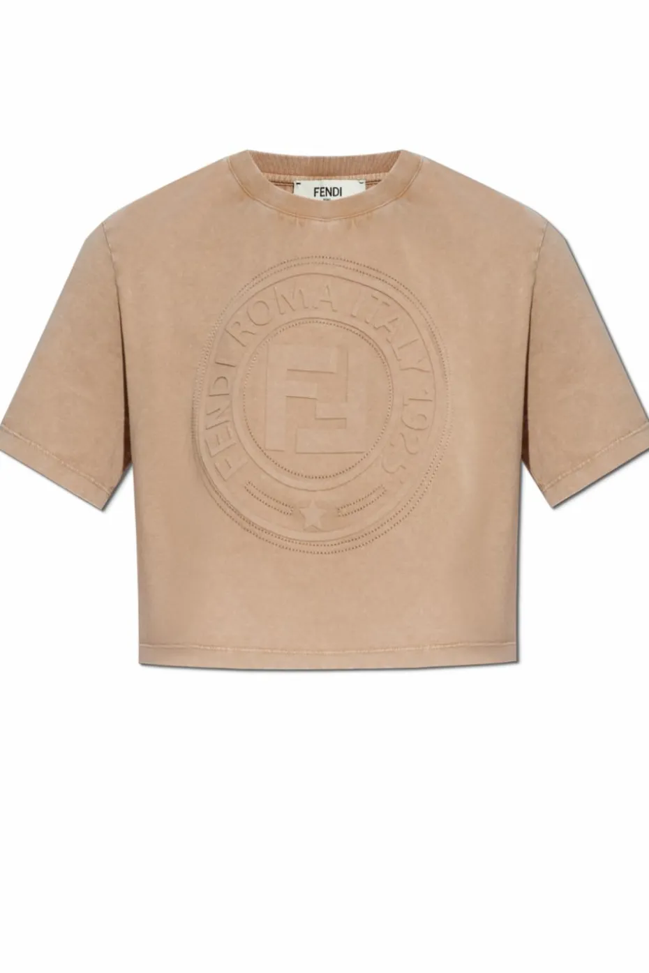 Fendi BRĄZOWY T-shirt z logo