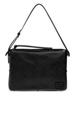 Fendi CZARNY Skórzana torba na ramię ‘Smiply Fendi Large’