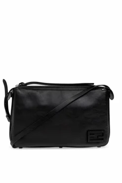 Fendi CZARNY Skórzana torba na ramię ‘Smiply Fendi Medium’