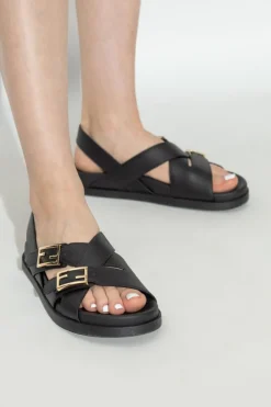Fendi CZARNY Skórzane sandały