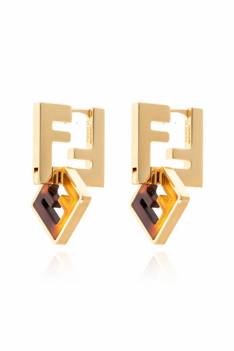 Fendi ZŁOTY Kolczyki w kształcie logo