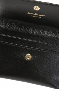 FERRAGAMO CZARNY Etui na karty z kokardą
